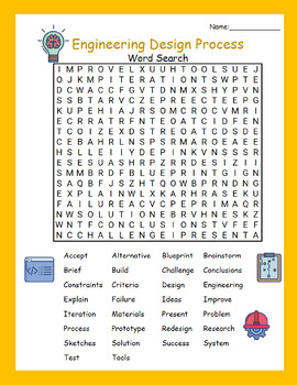 Preview of Engineering Design Process Word Search Puzzle.
