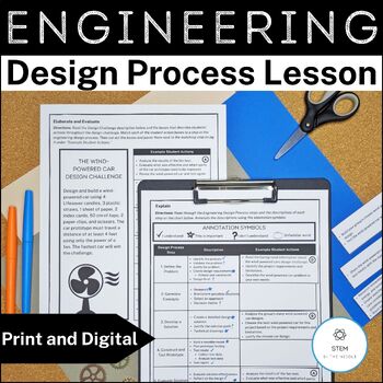 Preview of Engineering Design Process and Design Thinking Worksheet and Lesson for STEM