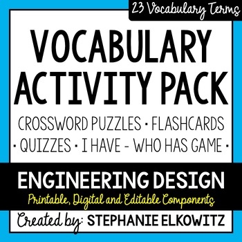 Preview of Engineering Design Vocabulary Activities | Flashcards, Quizzes, Puzzle & Game