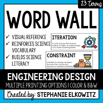 Preview of Engineering Design Word Wall | Science Vocabulary