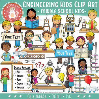 Preview of Engineering Kids Clip Art – Middle School / Teen (STEM Series)