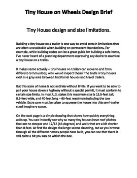 Preview of Engineering Process Project Design Brief (Tiny House on Wheels)