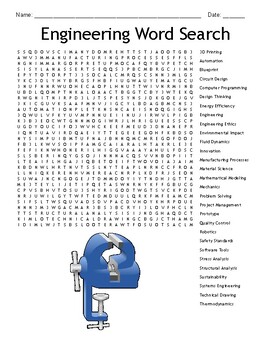 Preview of Engineering Vocabulary Word Search