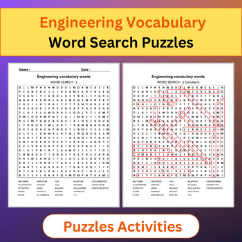 Preview of Engineering Vocabulary Words | Word Search Puzzles Activities