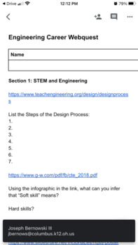 Preview of Engineering Webquest