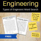 Engineering Word Search - Types of Engineers FREE!