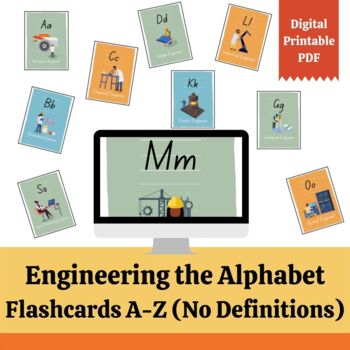 Preview of Engineering the Alphabet Flashcards A-Z (No Definitions)