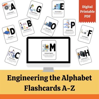 Preview of Engineering the Alphabet Flashcards A-Z (w/definitions) African-American Illustr
