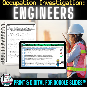 Preview of Engineers Occupation Nonfiction Reading Response Digital and Print Activities