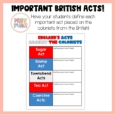 England/Britain's Acts Against the Colonists!