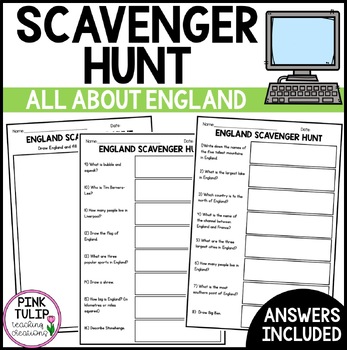 Preview of England Scavenger Hunt - Research Based