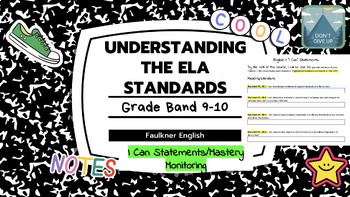 Preview of English 2 10th Grade "I Can"Statements/Mastery Tracker