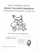 English 7 SOL Test Notes Compendium