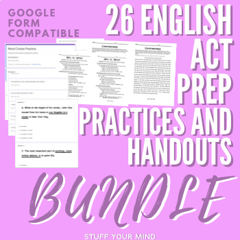Preview of English ACT Prep Practice Forms and Handouts BUNDLE- Distance Learning