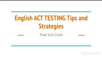 Preview of English ACT Test Taking Tips and Strategies