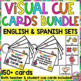 English AND Spanish Visual Cue Cards Bundle for ESOL, ELL,