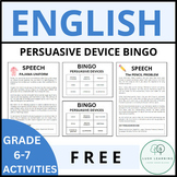 English Activity/Game: Persuasive Device Bingo (Grade 6-7)