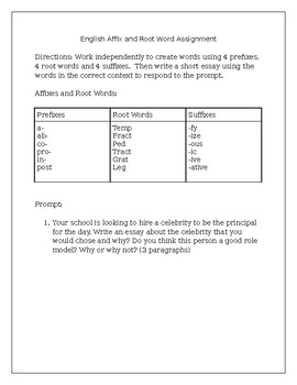 word root assignment