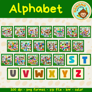 English Alphabet Clipart Growing Bundle {110,50$ value} by Banana Clip Arts