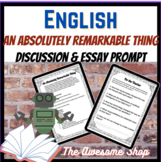 English An Absolutely Remarkable Thing Discussion and Essa