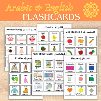 Preview of English / Arabic Language Flashcards, Word walls Printables / Words Basic