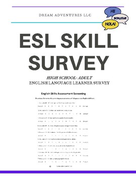 Preview of English Assessment Screening Survey for ESL Newcomers High School /Adult