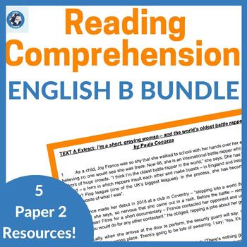 Preview of English B Paper 2 Reading Comprehension Practice: Prescribed Themes Bundle
