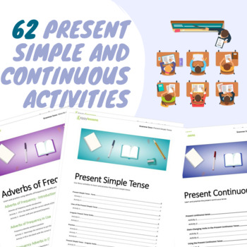 Preview of English Beginner Bundle: Present Simple and Continuous Tense + Frequency Adverbs