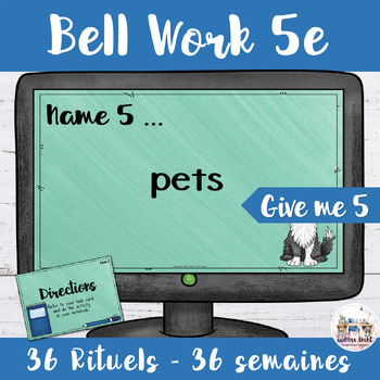Preview of English Bell Ringers ESL Level 2 Name Five Things