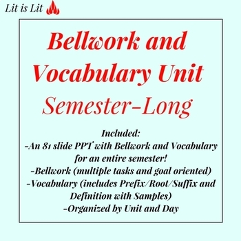 Preview of English Bellwork and Vocabulary Unit (SEMESTER-LONG)