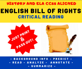 Preview of English Bill of Rights (1689) Critical Reading