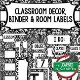 SECONDARY CLASSROOM DECOR, BINDER LABELS, BLACK AND WHITE