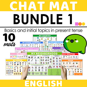 Preview of English Chat Mat Bundle 1 - Basics and Initial Topics in English (Present Tense)