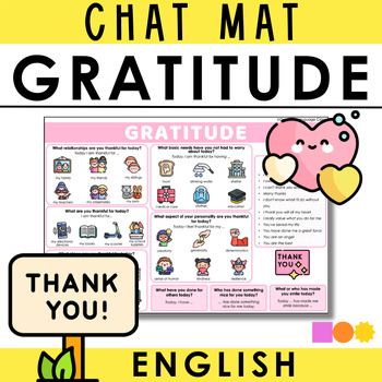 Preview of English Chat Mat - Gratitude - Give Thanks - Thanksgiving - Appreciation - SEL