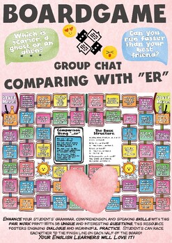 Preview of English Chat using Comparative "er" Board Game! Your students will love this!