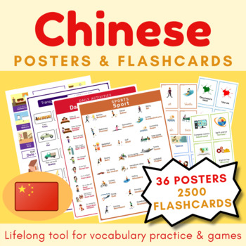 Preview of English Chinese Posters and Flashcards MEGA BUNDLE
