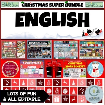 Preview of English Christmas Bundle including Digital Escape Room