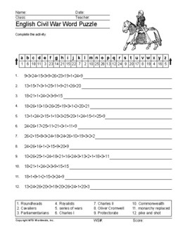english civil war word search worksheet and printable vocabulary puzzles