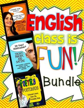 Preview of English Class is Fun Bundle! Ela Grades 7-12: Lessons, Video, Activities