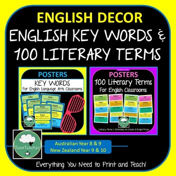 Preview of English Classroom Decor BUNDLE Key Words and 100 Literary Terms 
