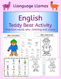 English Clothing and Colors - Teddy Bear Activity -  for E