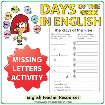 Days of the week in English Woodward English  Learn english, Learn english  words, English words