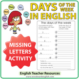 English Days of the Week - Missing Letters