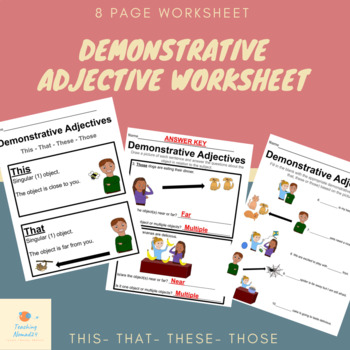 Preview of English Demonstrative Adjectives Worksheet