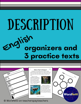Preview of English Description Texts, Graphic Organizers, and More