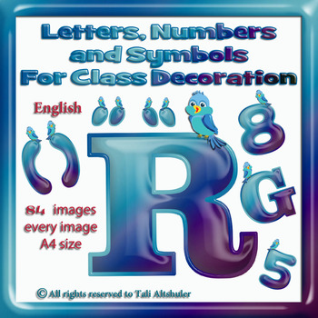 Preview of English Digital Letters, numbers and symbols decorate classroom - BlueBird