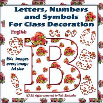 Preview of English Digital Letters, numbers and symbols decorate classroom - Fruit