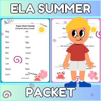 Preview of English ELA Summer Activity Packet GRADE 3 End of the Year Worksheets