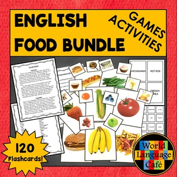 Preview of English ESL ELL ENL Foods Flashcards and Games