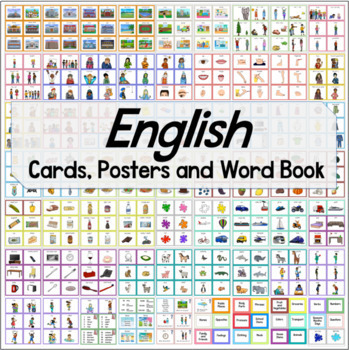 Preview of English Language Word Flash Cards with Pictures ESL / Posters / Charts / Booklet